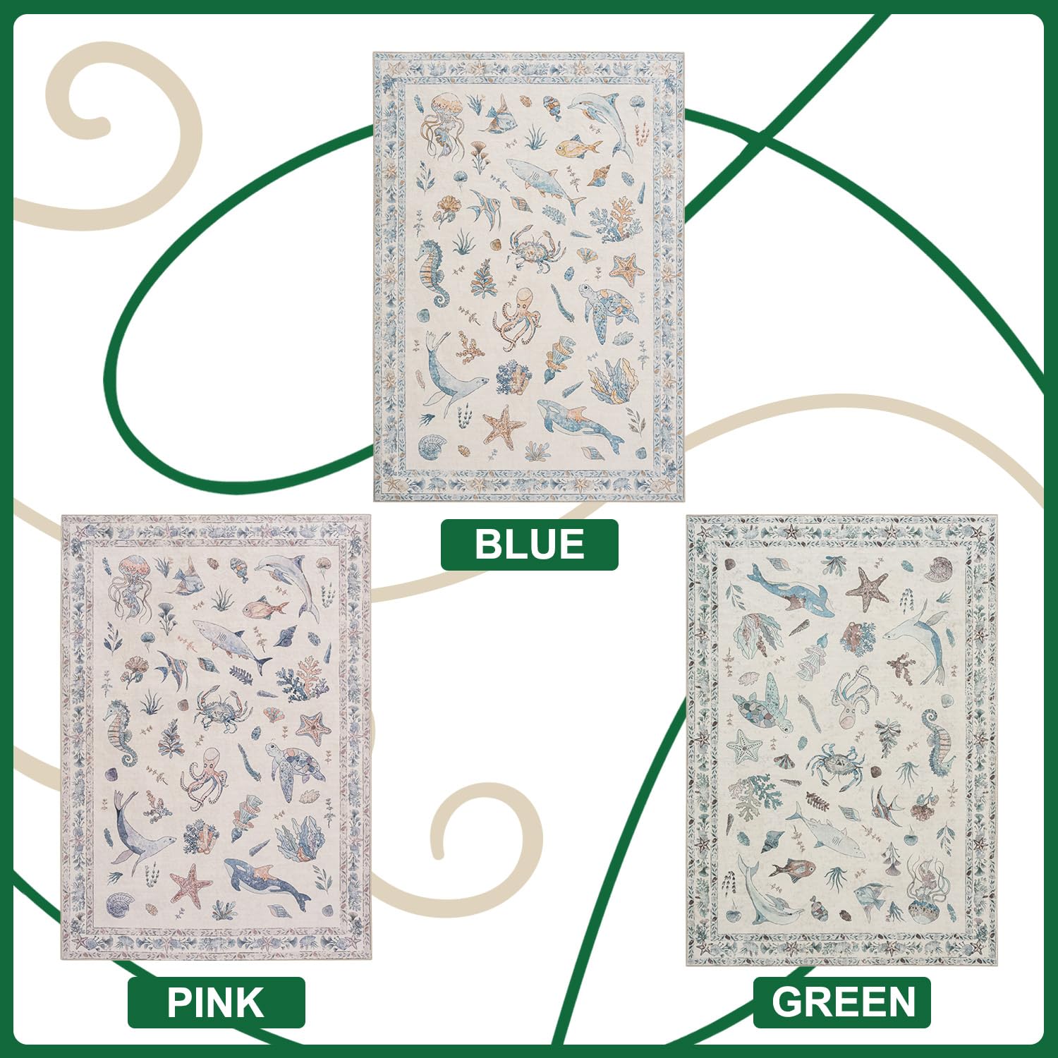 Amazon.com: Soft Marine Animals Washable Faux Wool Stain Resistant